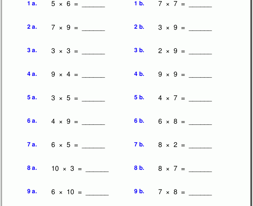 Grade 4 Multiplication Worksheets