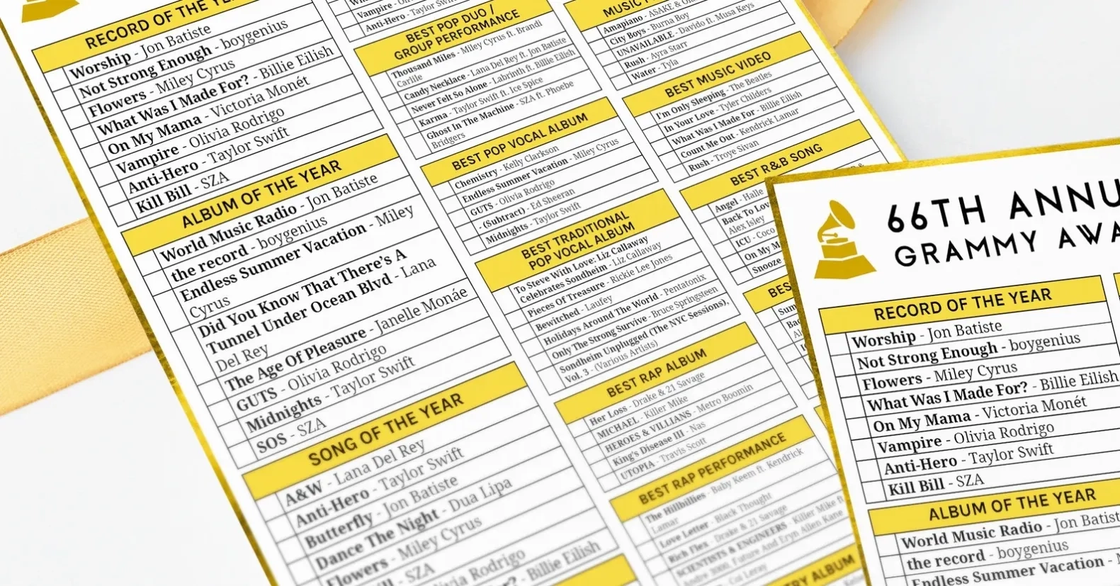 Grammy Awards 2024 Ballot Download Print PDF Checklist Of Nominees