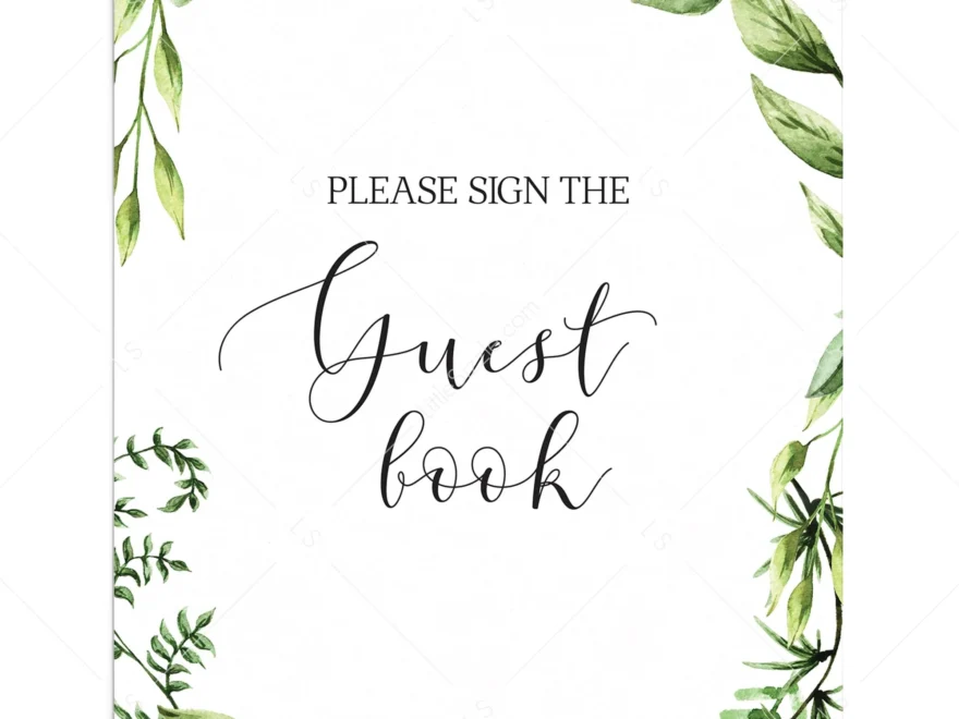 Greenery Please Sign The Guest Book Sign Printable Instant Download
