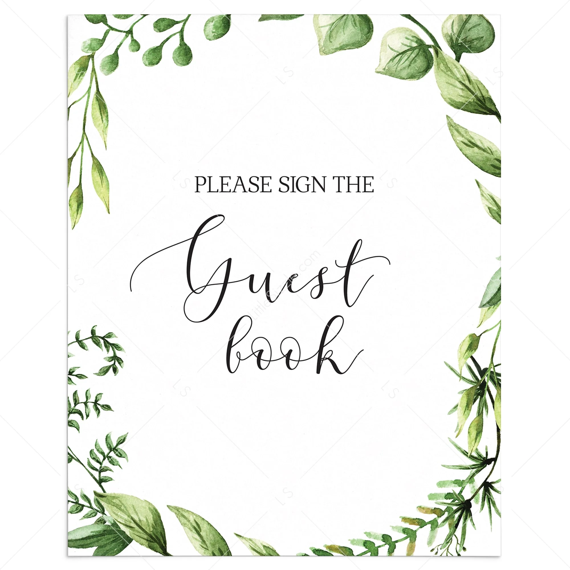 Greenery Please Sign The Guest Book Sign Printable Instant Download Greenery Please Sign The Guest Book Sign Printable Instant Download