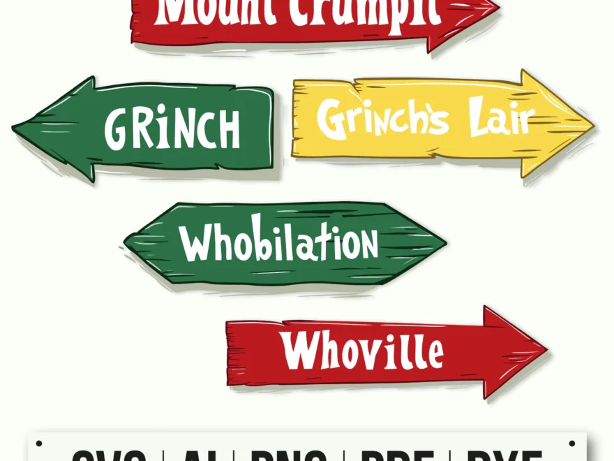 Grinch Direction Signs SVG Bundle Street Sign Whoville SVG