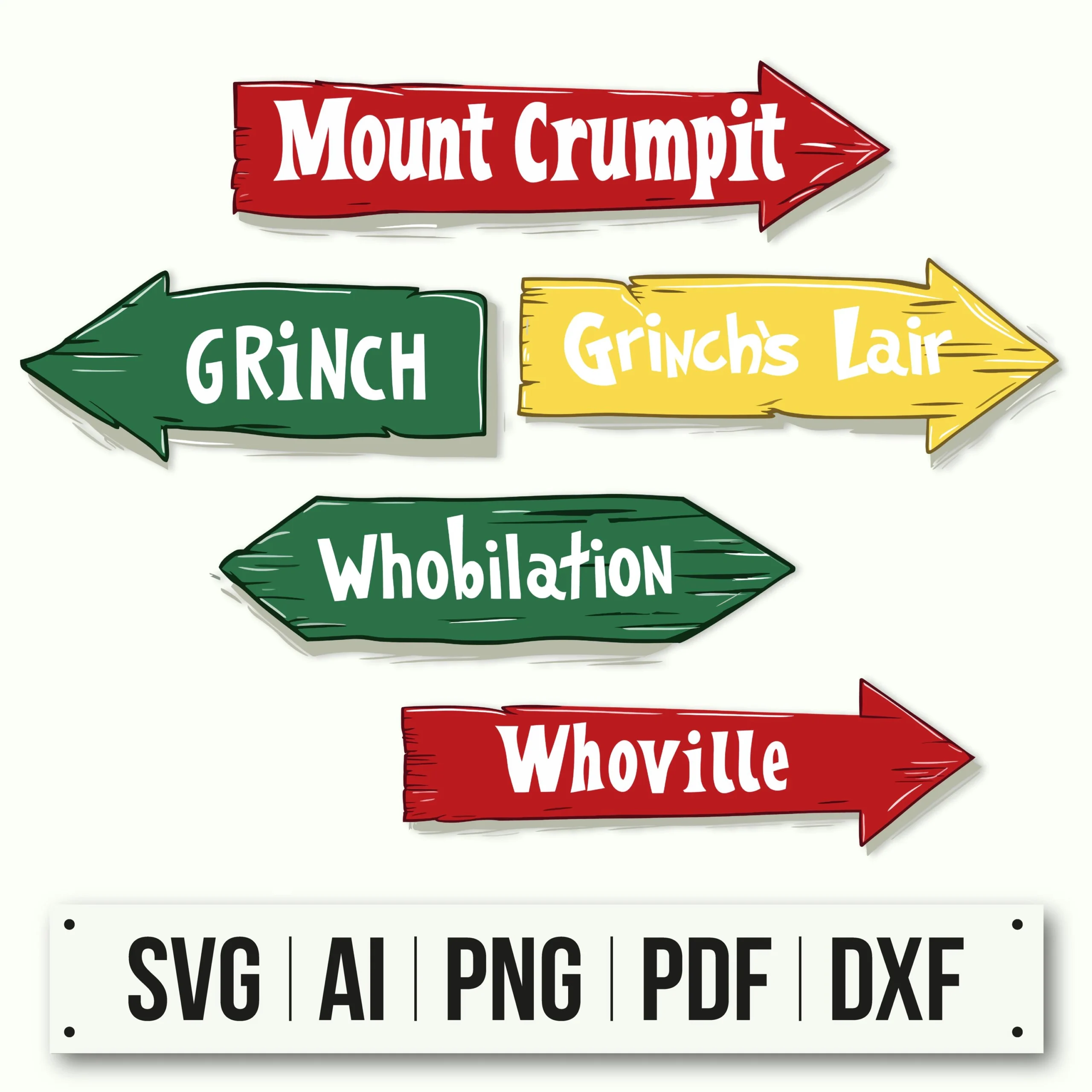 Grinch Direction Signs SVG Bundle Street Sign Whoville SVG Grinch Direction Signs SVG Bundle Street Sign Whoville SVG