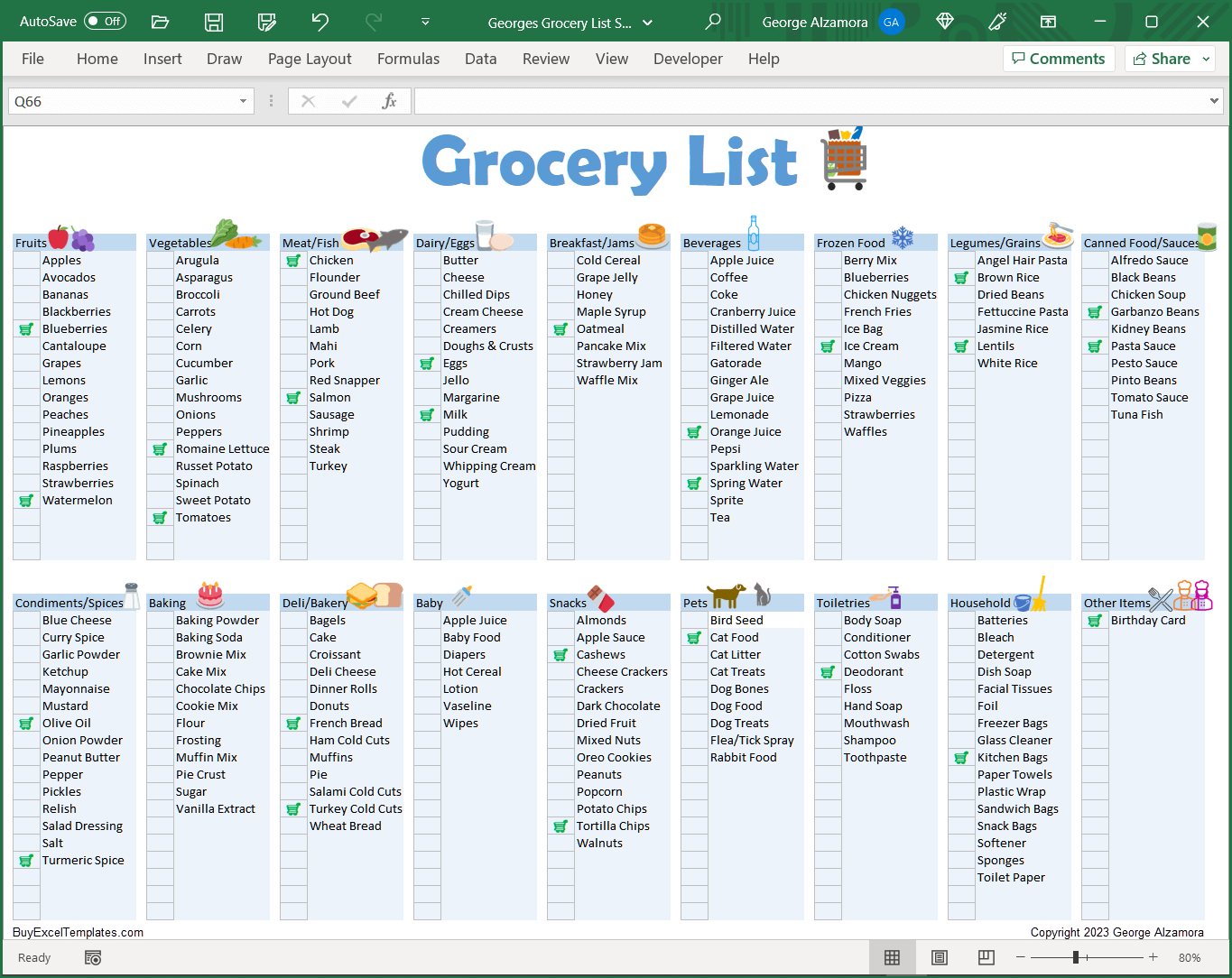 Grocery List Spreadsheet Printable Editable Food Shopping Planner BuyExcelTemplates Grocery List Spreadsheet Printable Editable Food Shopping Planner BuyExcelTemplates