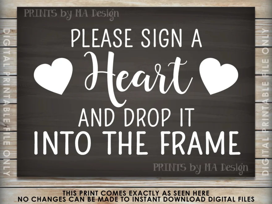 Guestbook Hearts Sign Please Sign A Heart Guest Book Alternative