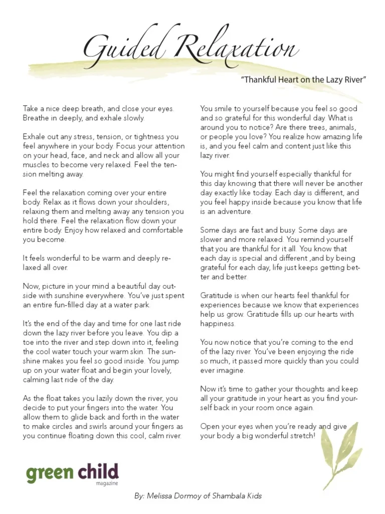 Gratitude Meditation Printable Guided Meditation Script