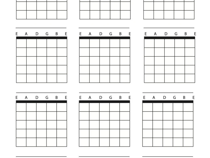 Guitar Chord Box Sheet Downloadable Template A4 Blank 6 String Etsy Norway