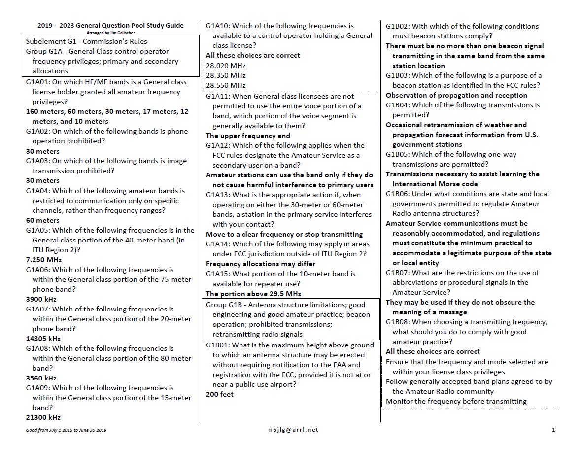Ham Radio Study Guide Page By N6JLG
