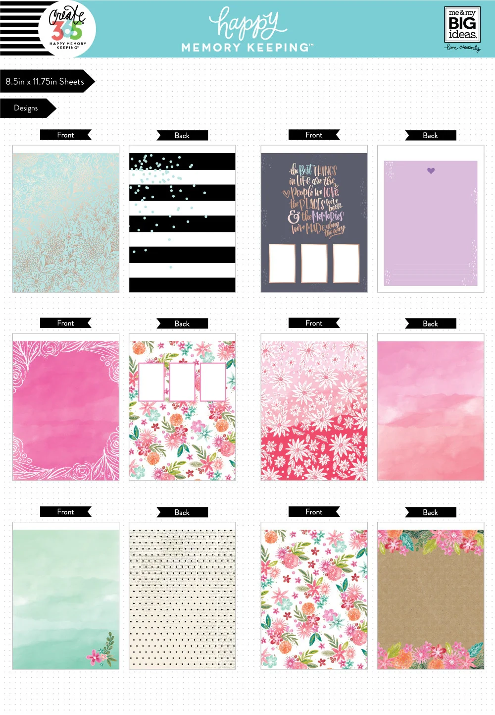 Happy Memory Keeping BIG Pre Punched Cardstock Pad Pastels 