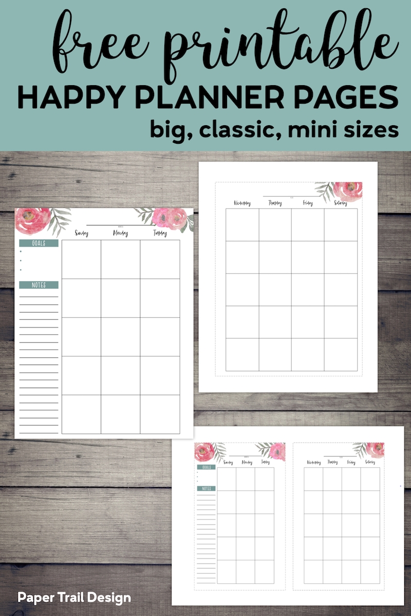Happy Planner Free Printable Pages Floral Paper Trail Design Happy Planner Free Printable Pages Floral Paper Trail Design
