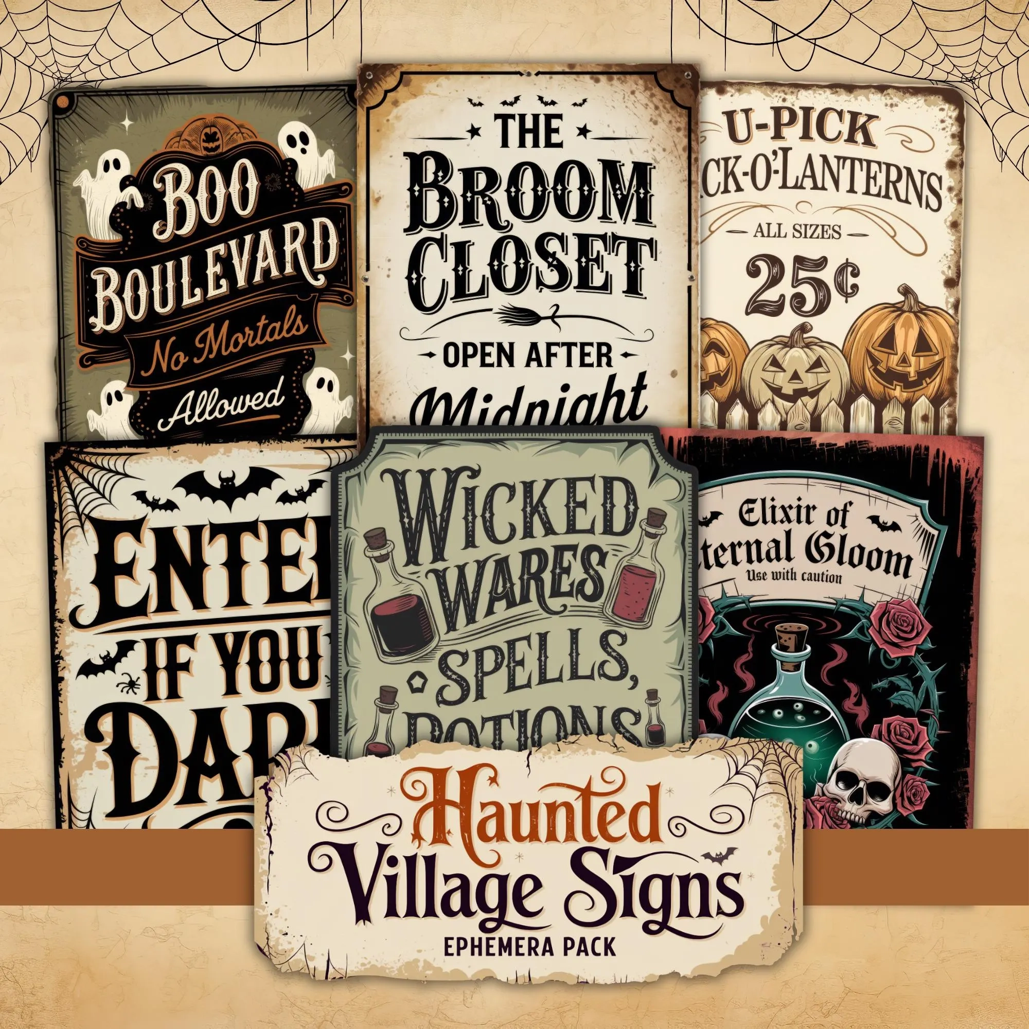 Vintage Halloween Signs Printable