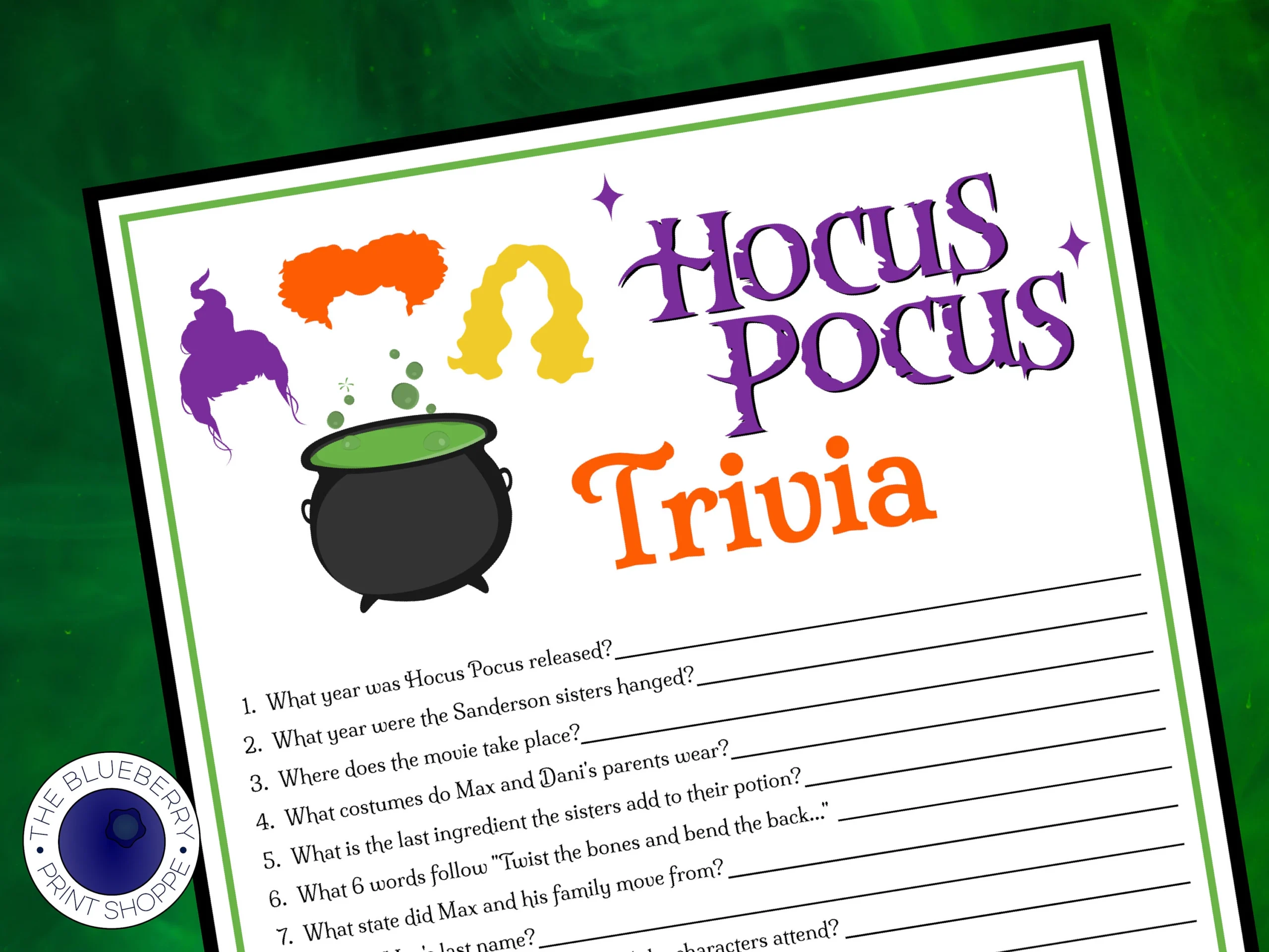 Hocus Pocus Trivia Printable