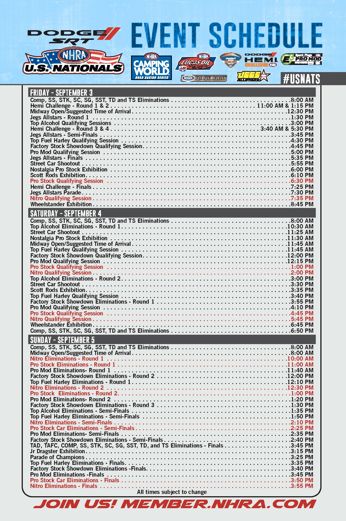 Nhra 2026 Tv Schedule Printable