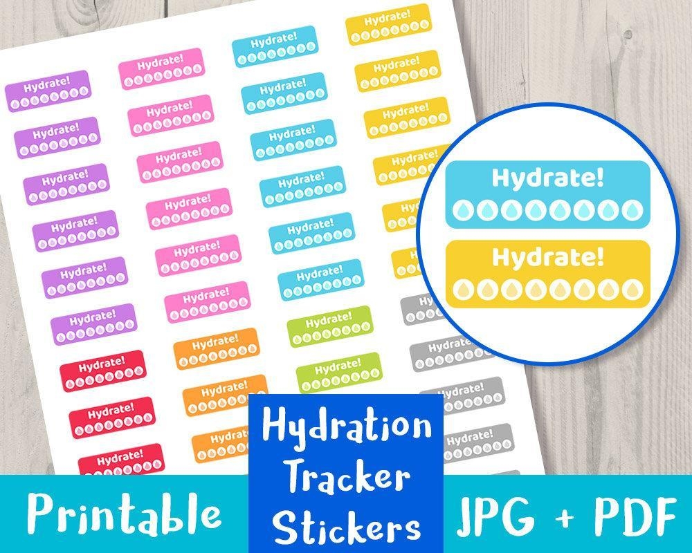 Hydration Tracker Printable Planner Stickers The Digital 