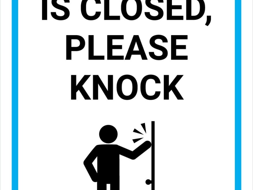 If Door Is Closed Please Knock With Icon Portrait Wall Sign