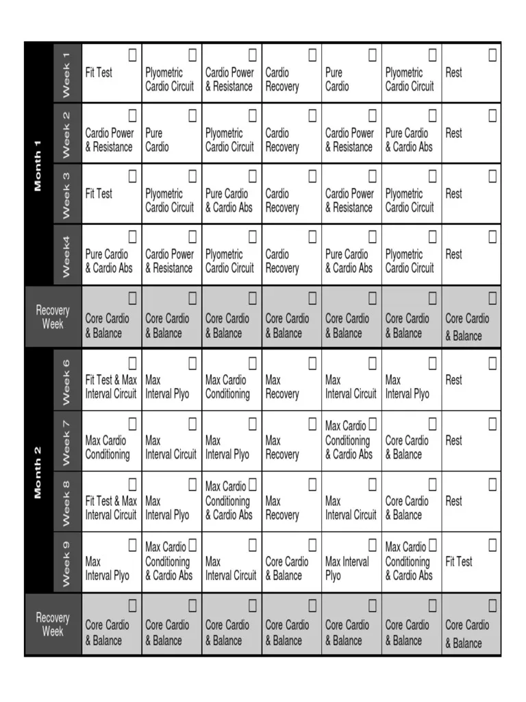 Insanity Workout Calendar PDF PDF Physical Exercise Recreation