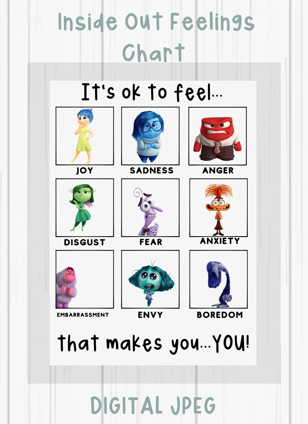 Inside Out Feelings Chart Digitaler Download Emotionales 