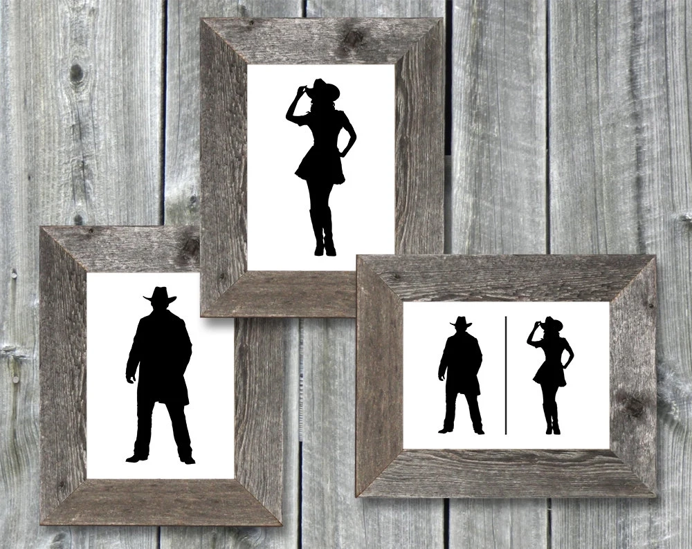 Instant Download 5x7 Printable Bathroom Door Signs Cowboy 