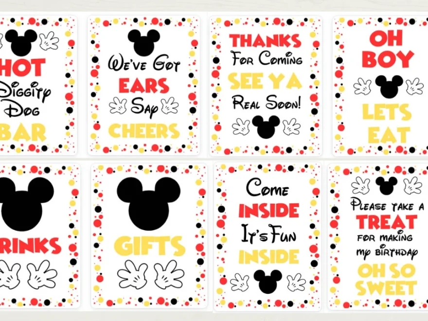INSTANT DOWNLOAD Printable Mickey Mouse Party Signs 5x7 And 8x10
