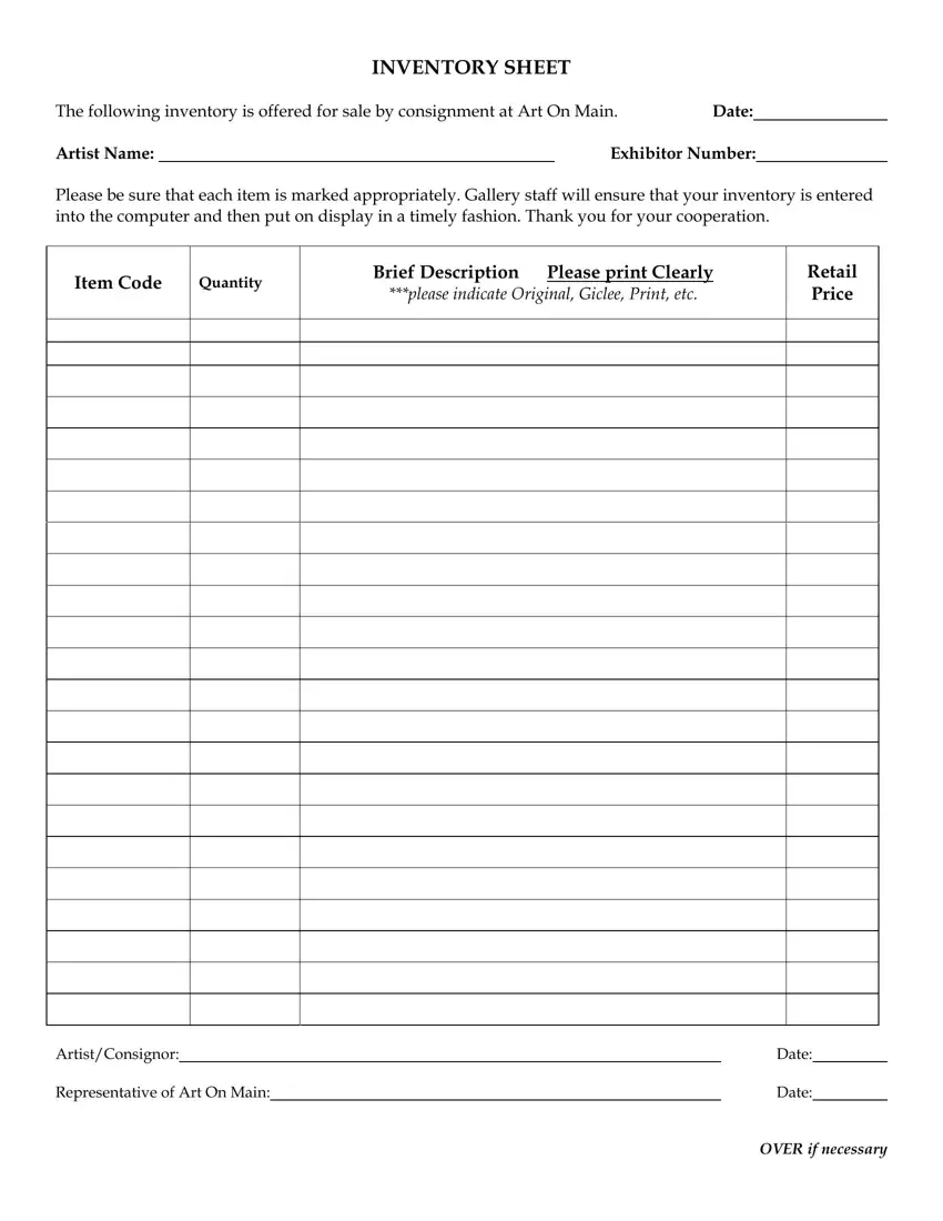 Inventory Sheet Template Fill Out Printable PDF Forms Online