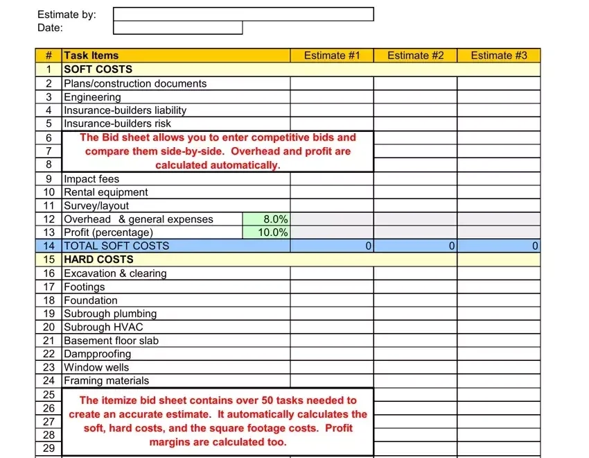 Itemized Bid Sheet Fill Out Printable PDF Forms Online