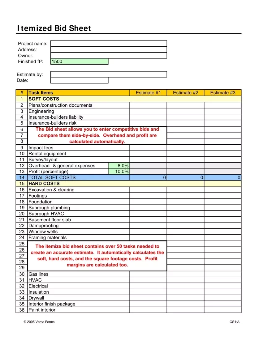 Itemized Bid Sheet Fill Out Printable PDF Forms Online Itemized Bid Sheet Fill Out Printable PDF Forms Online