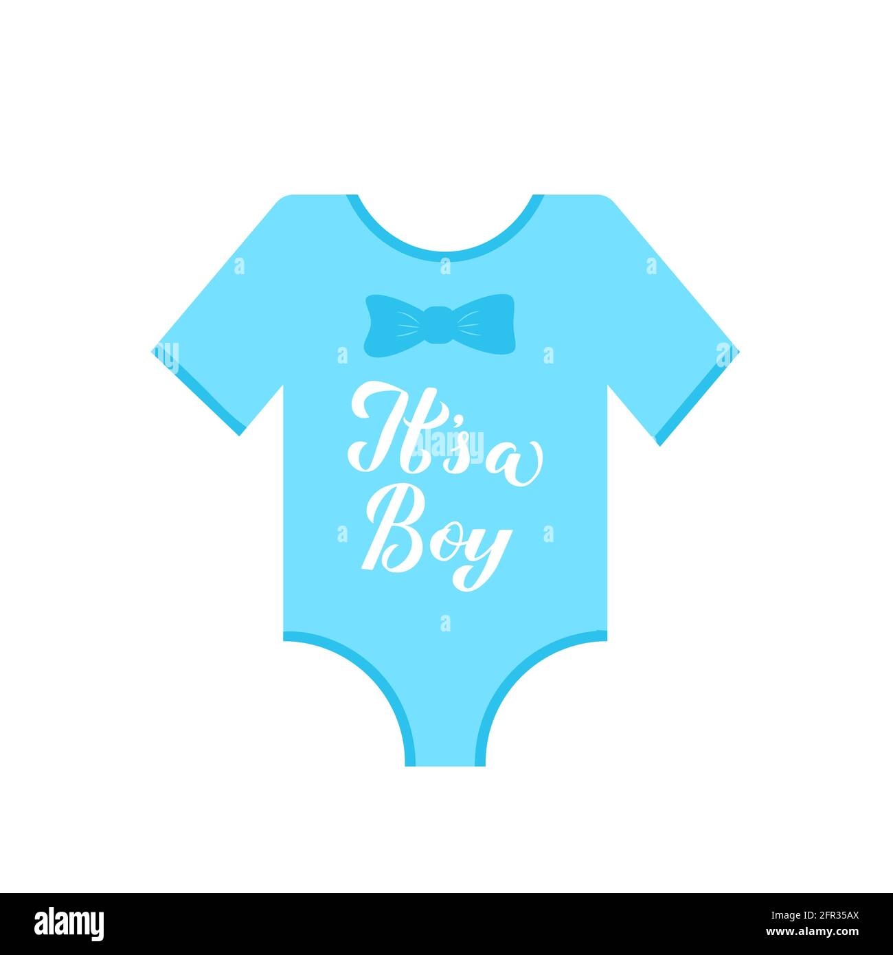 Its A Boy Calligraphy Hand Lettering On Blue Baby Onesie Gender 