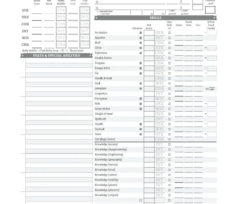 Jack Gestalt Character Sheet PDF Role Playing Games Gaming