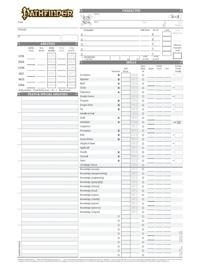 Jack Gestalt Character Sheet PDF Role Playing Games Gaming