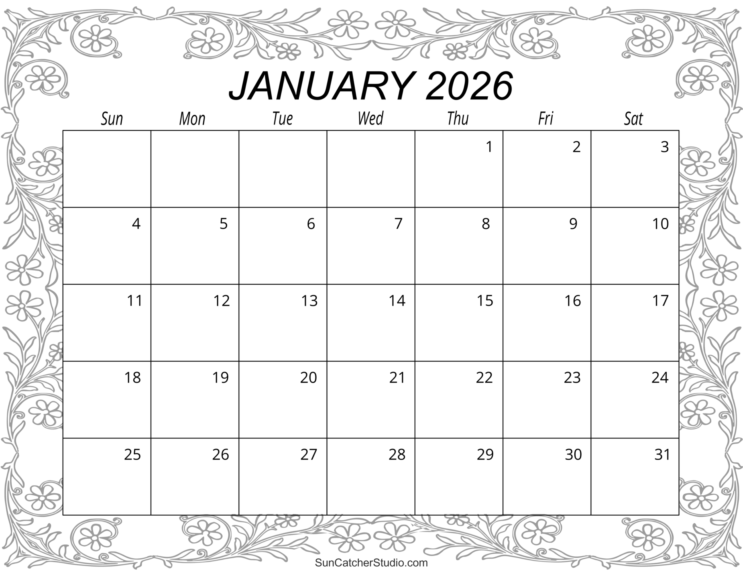 2026 Planner Monthy Printable Free
