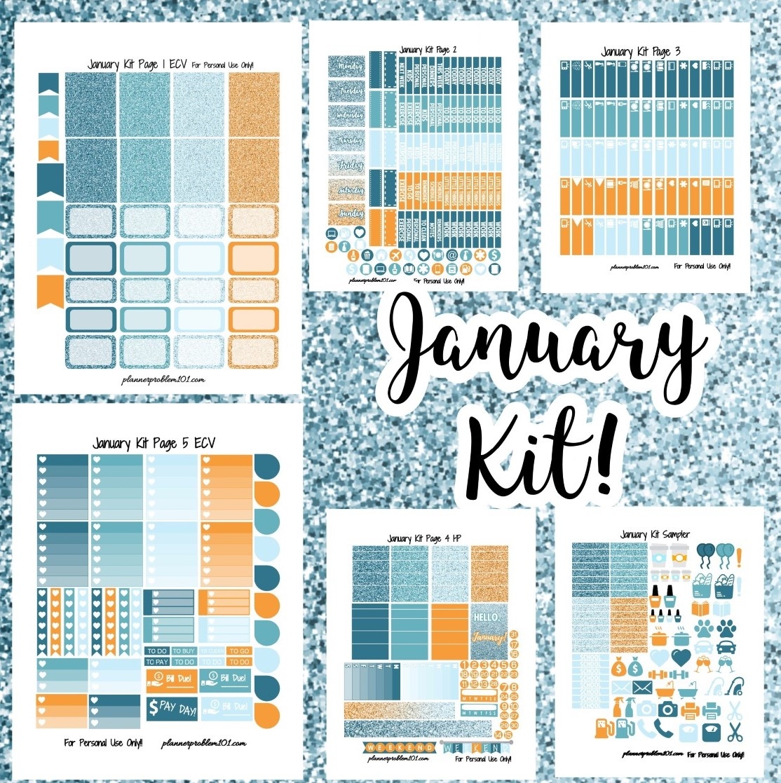January Colors Weekly KIT Free Printable Planner Stickers 
