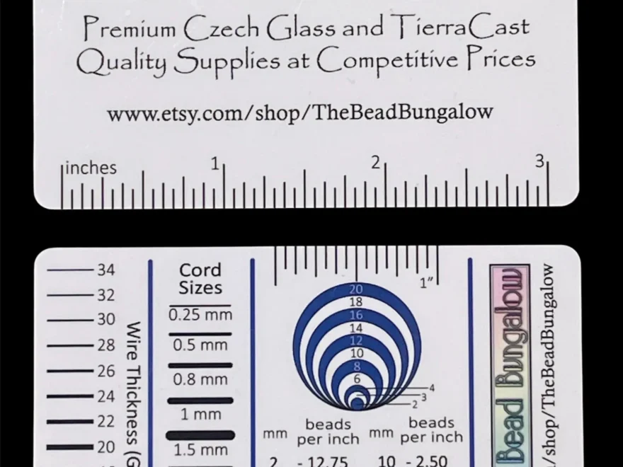 Jewelry Makers Tool Measuring Guide credit Card Size For Measuring Beads Wire Cord Beads Per Inch Centimeters Millimeters Gauges Etsy