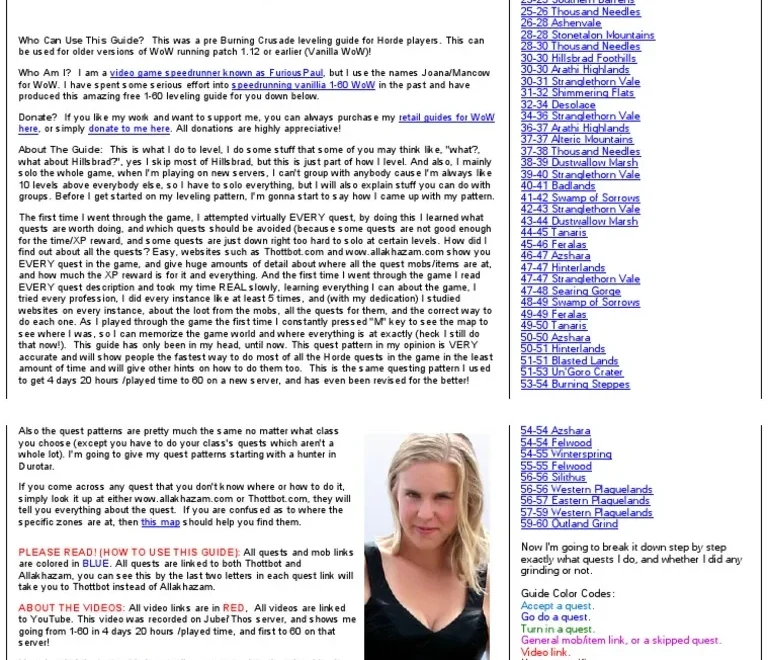 Joana s Vanilla 1 60 Horde Leveling Guide V1 PDF World Of