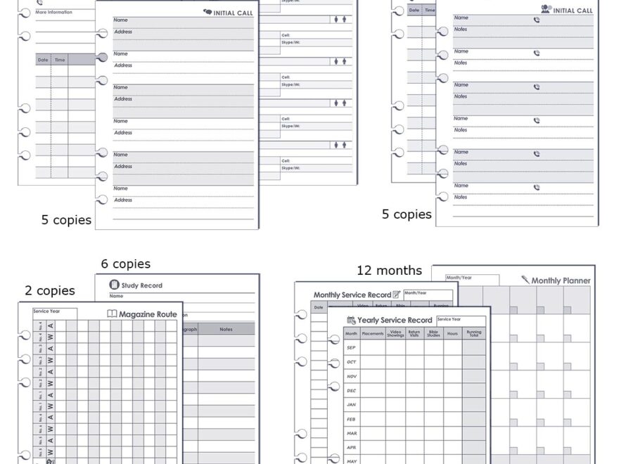JW Return Visit Record Book And Organizer Refills