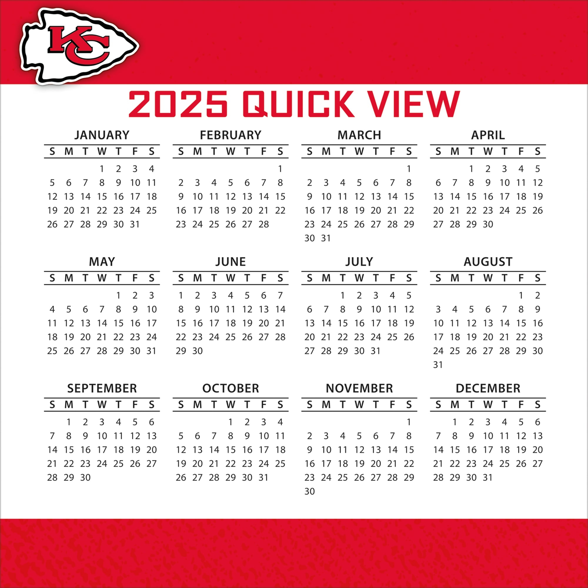 Kansas City Chiefs Schedule 2025-26 Printable