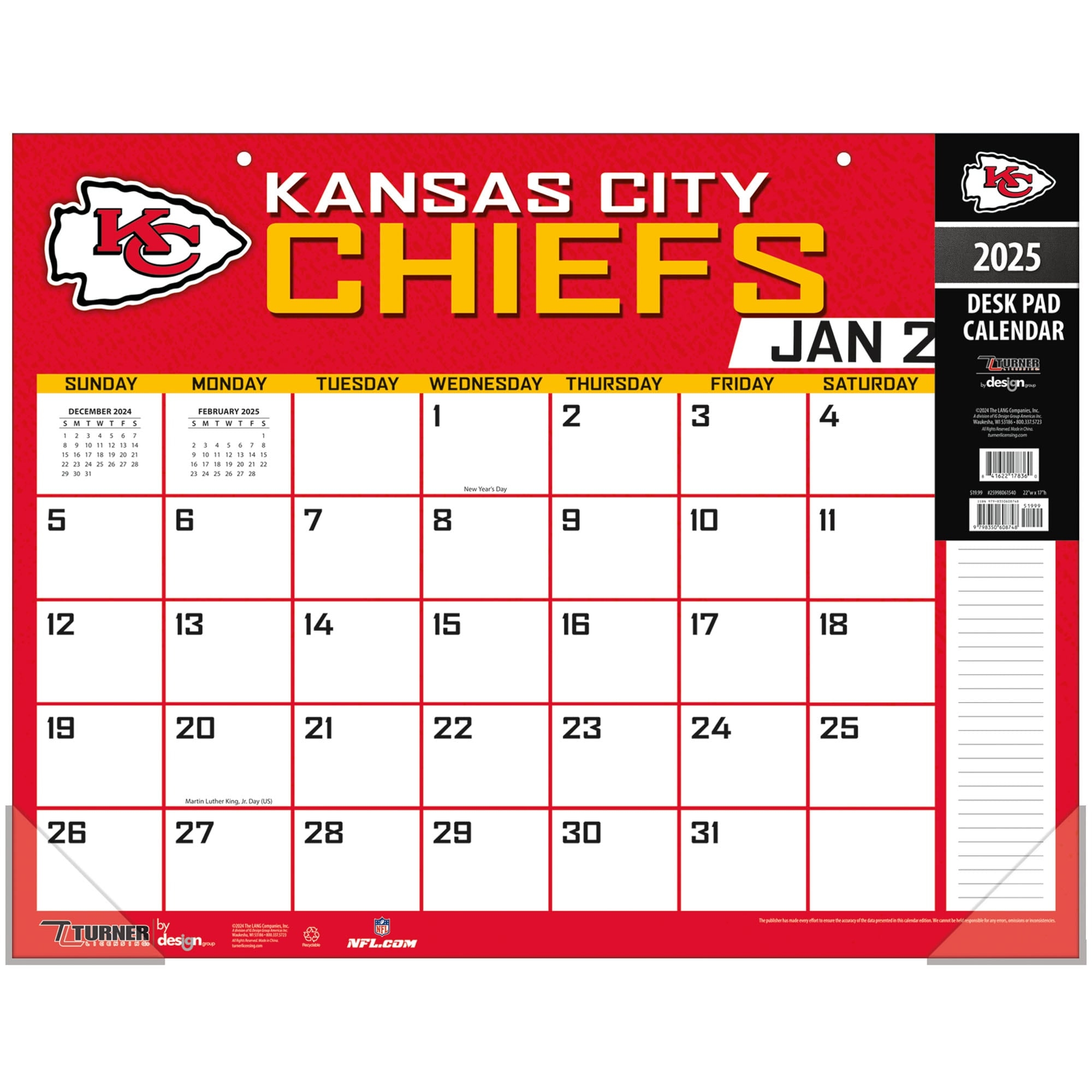 Kansas City Chiefs 2025 Desk Calendar