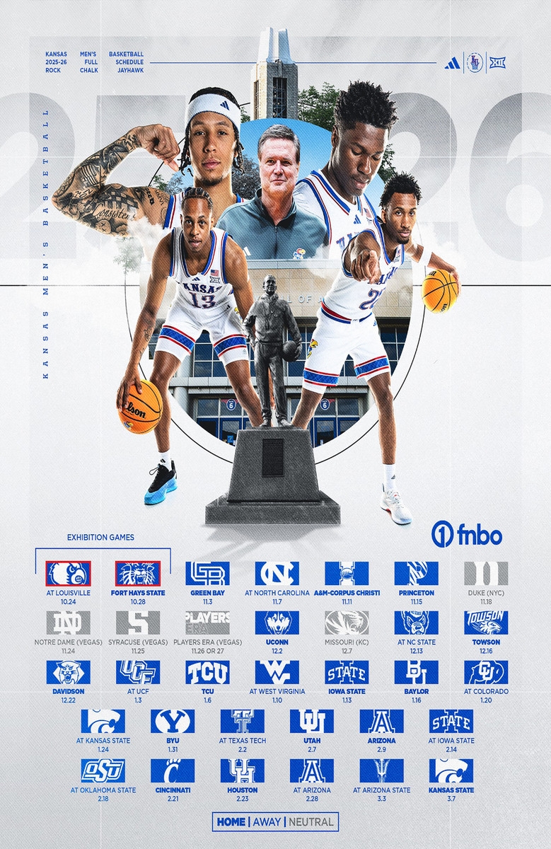Kansas Jayhawks Basketball Printable Schedule 2025-2026