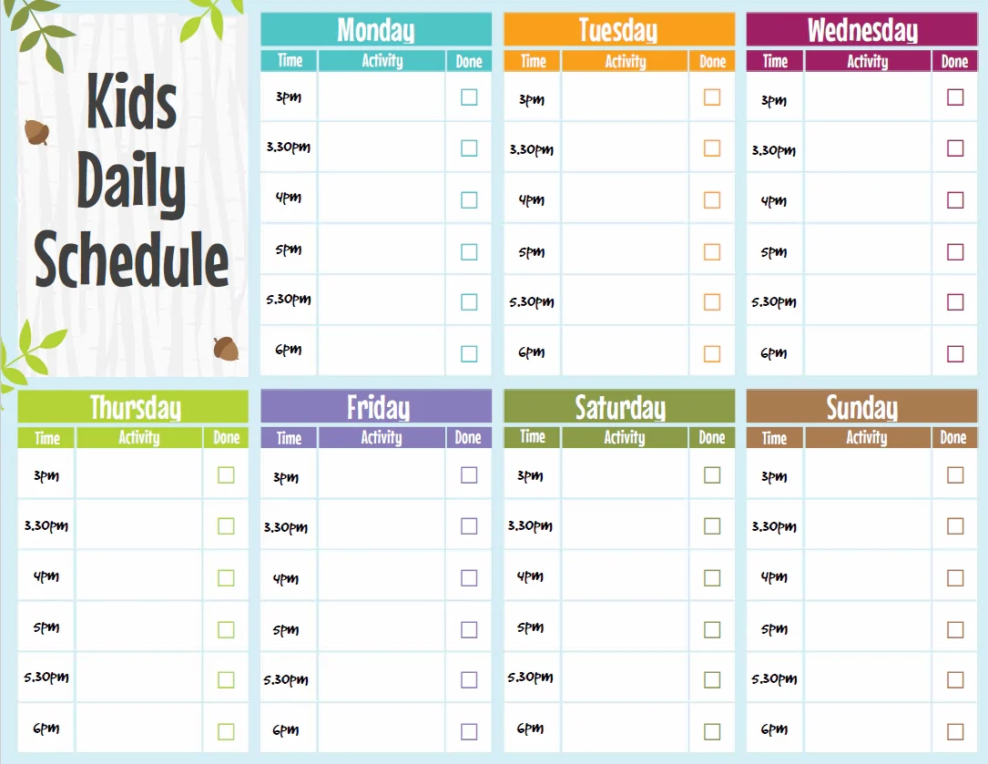 Printable Task Scheduler For Kids Printable Task Scheduler For Kids
