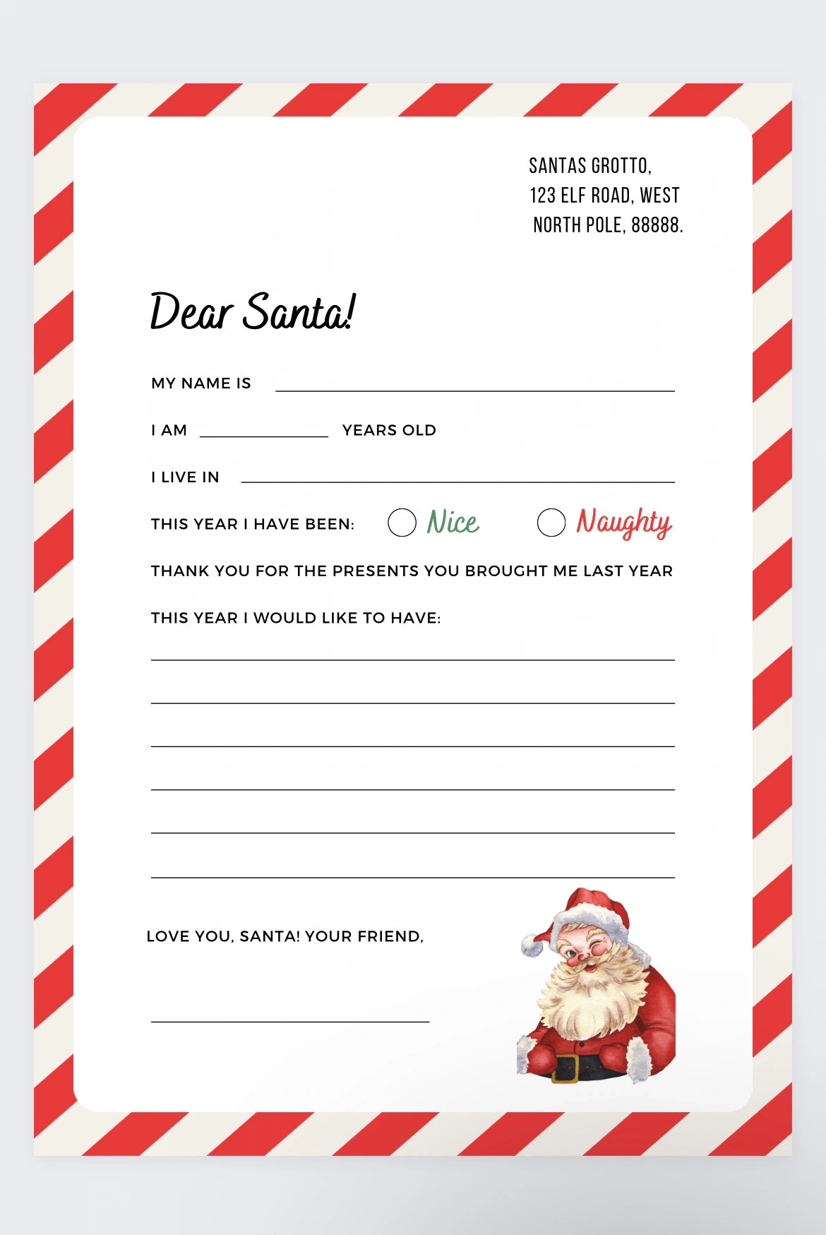 Printable Christmas List For Santa Printable Christmas List For Santa