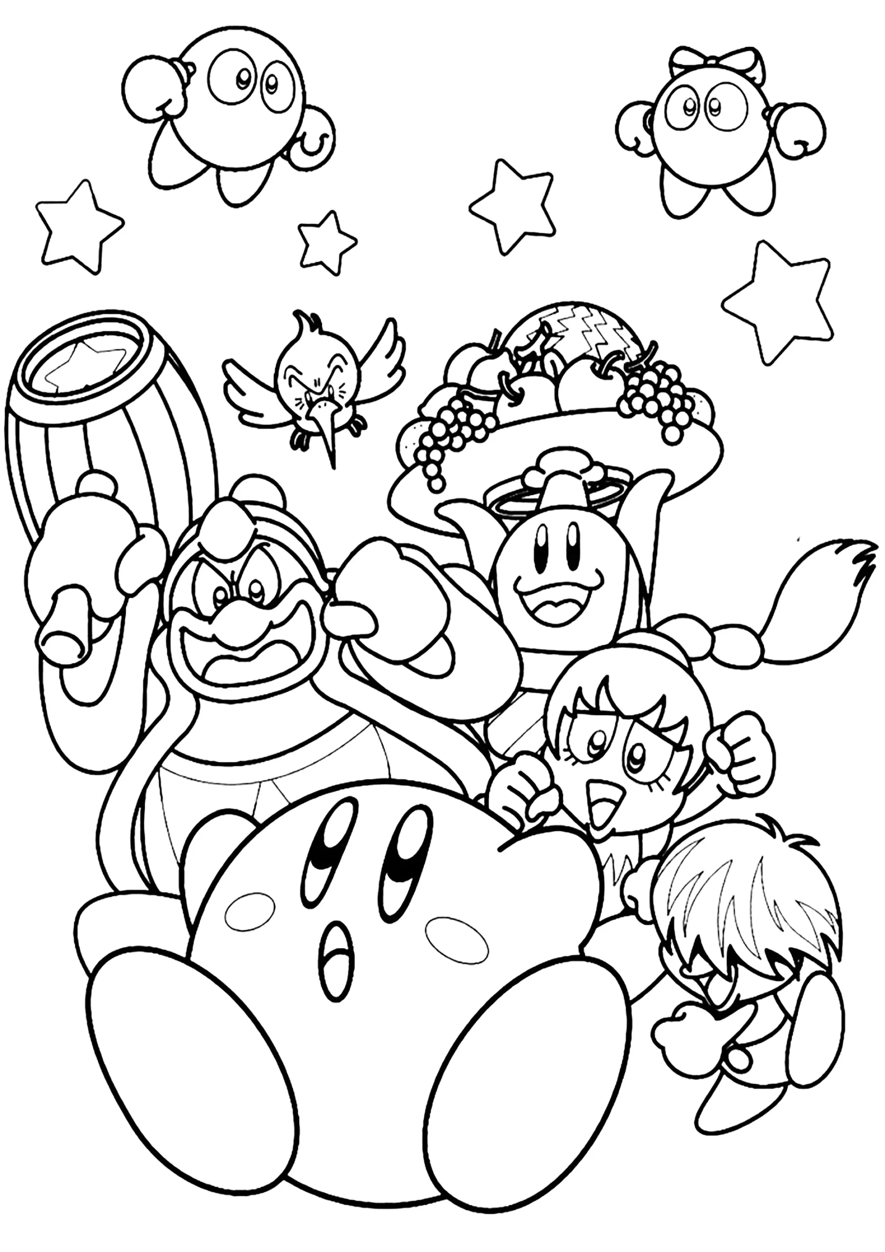 Kirby And Friends Kirby Coloring Pages