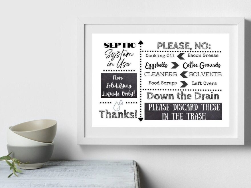 Kitchen Sink Septic System Sign For Airbnb Do Not Pour Down Kitchen Drain Printable Sign For Kitchens On A Septic System Etsy