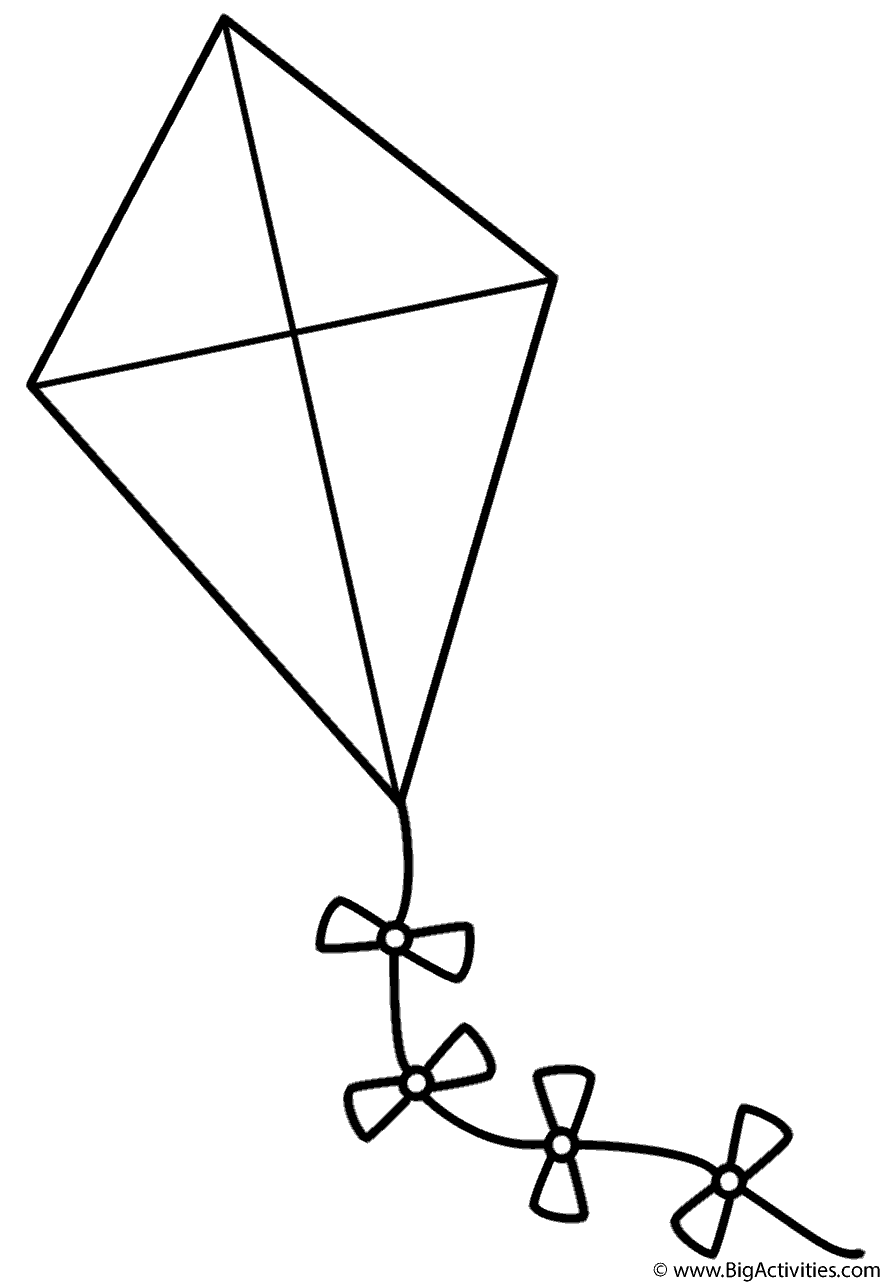 Kite With Bows Coloring Page Spring Kite With Bows Coloring Page Spring