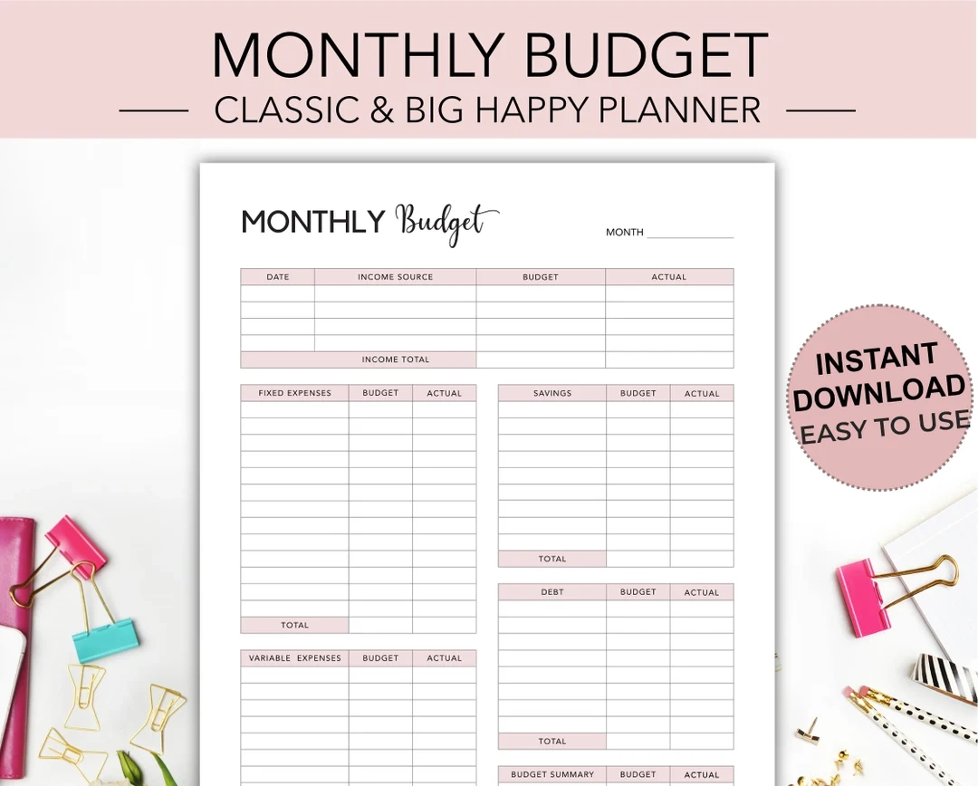 Printable Budget For Happy Planner Printable Budget For Happy Planner