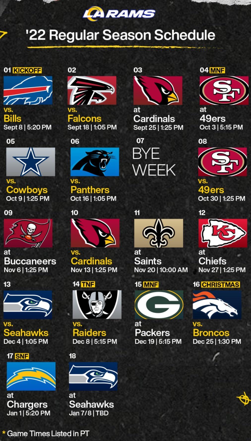 Printable Rams Home Schedule