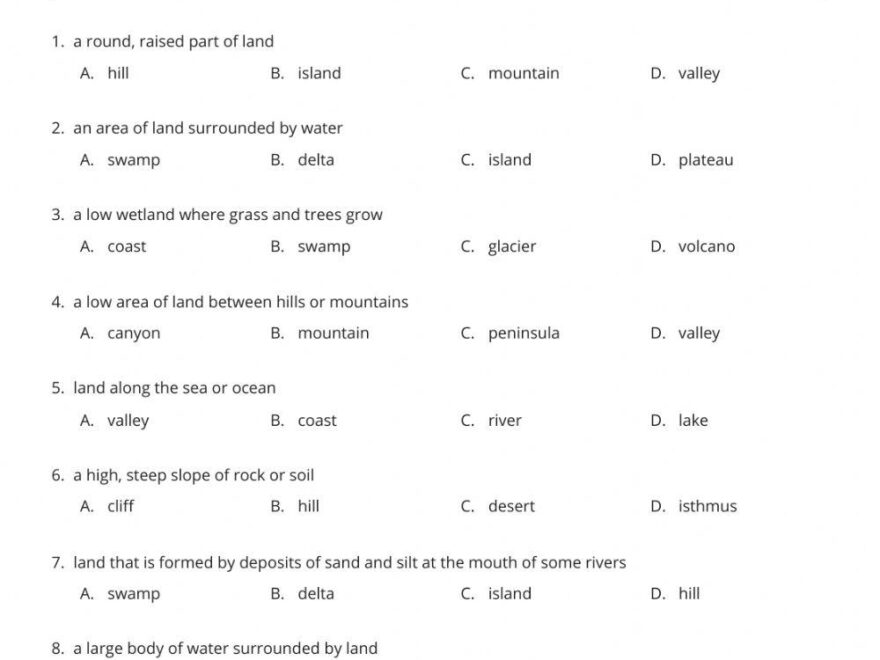 Landforms Quiz Free Interactive Worksheets 979718