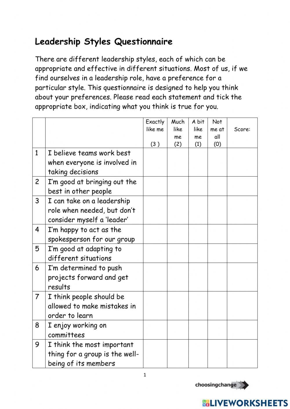 Leadership Styl Free Interactive Worksheets 1921692 Leadership Styl Free Interactive Worksheets 1921692