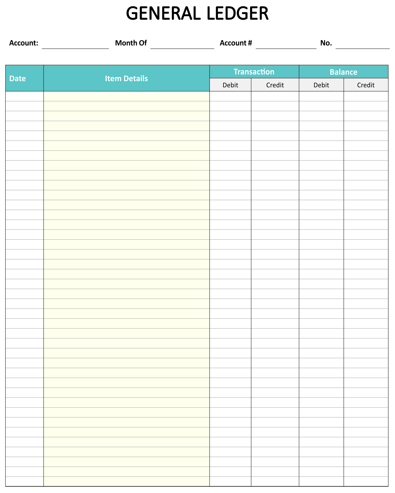 Printable Ledger Balance Sheet