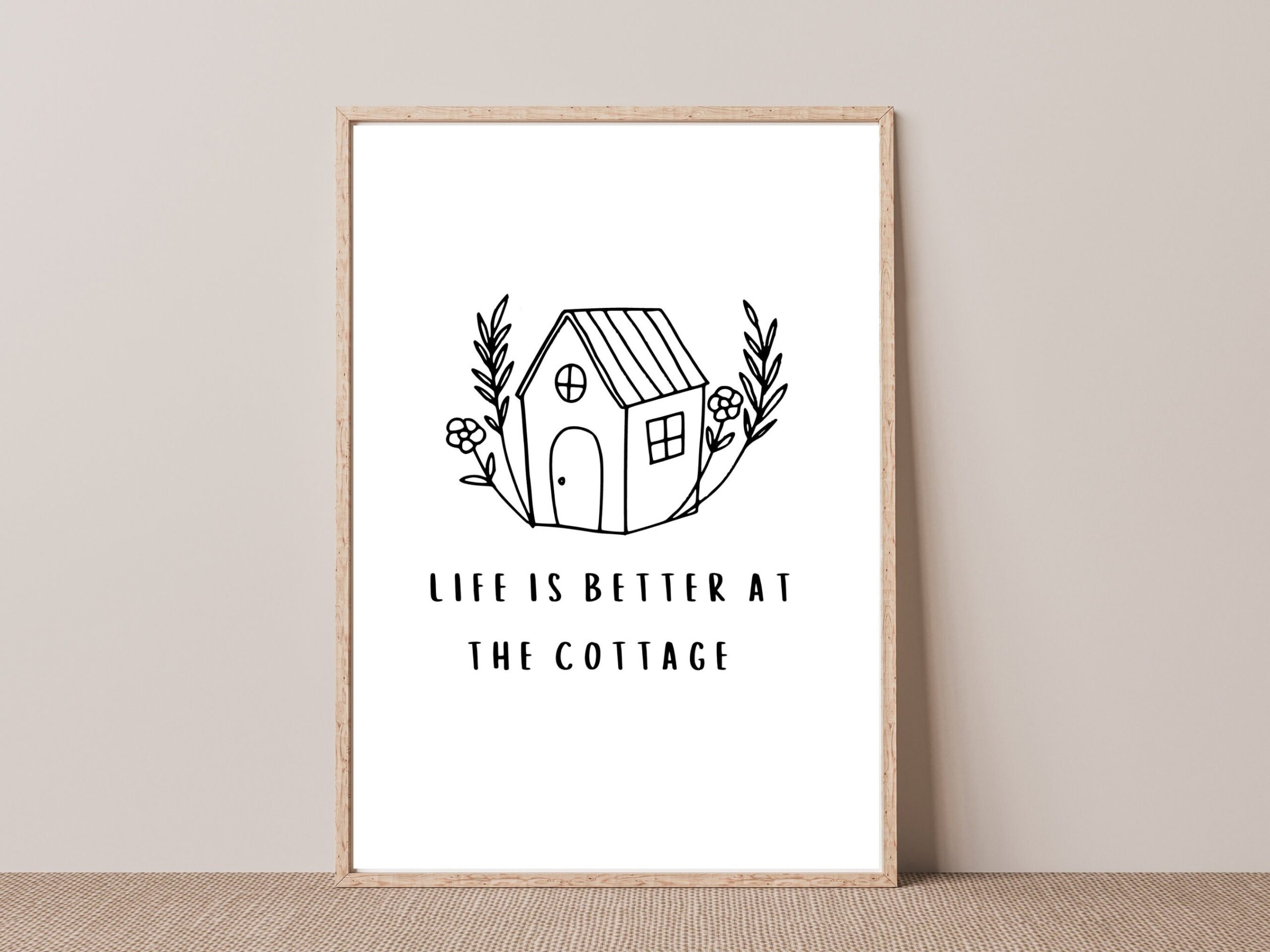 Life Is Better At The Cottage Cottage Wall Art Cabin Print Quote On House Life Quote Cottage Housewarming Gift Countryside Artwork Etsy