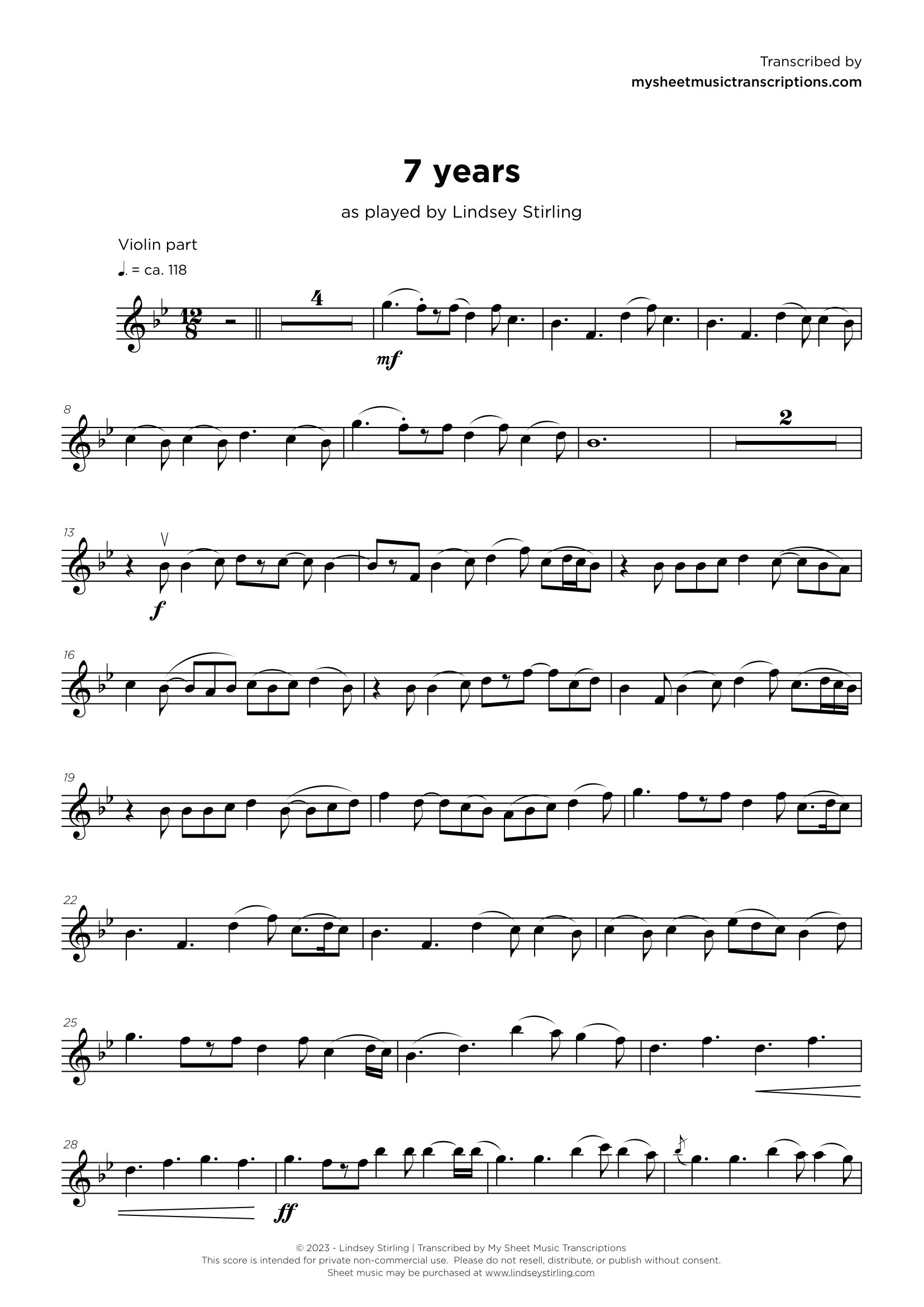 Lindsey Stirling My Sheet Music Transcriptions Lindsey Stirling My Sheet Music Transcriptions