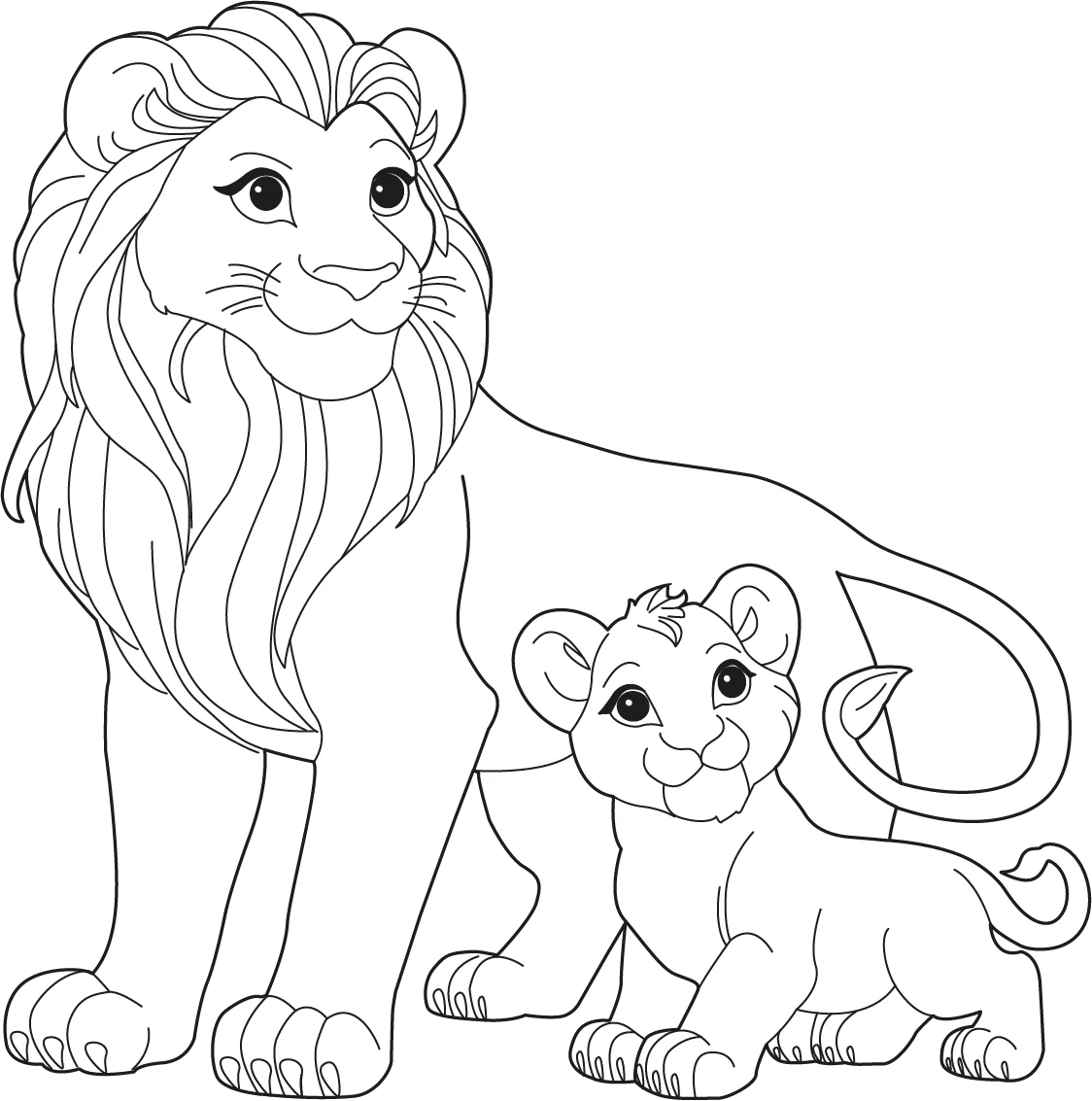 lion and cub coloring page