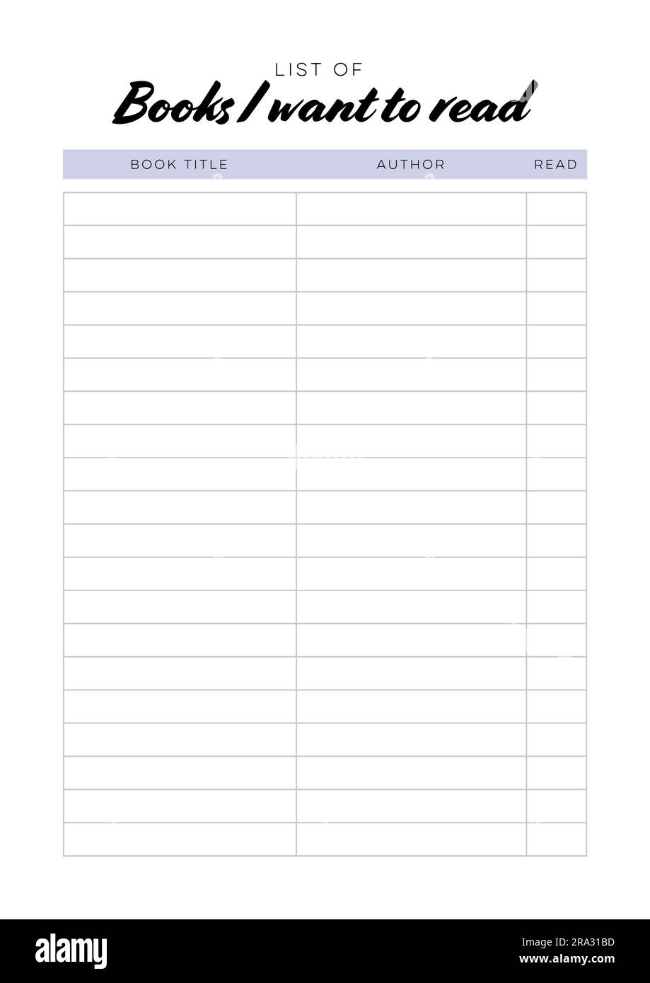 Printable List Of Books